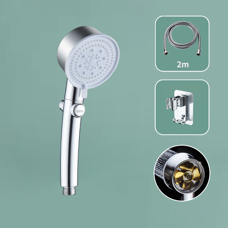 Wall-mounted Shower Head Plastic Bathroom Handheld Shower Head Silver Shower Heads & Hose & Wall pedestal 2 meter Hose Clearhalo 'Bathroom Remodel & Bathroom Fixtures' 'Home Improvement' 'home_improvement' 'home_improvement_shower_heads' 'Shower Heads' 'shower_heads' 'Showers & Bathtubs Plumbing' 'Showers & Bathtubs' 6497389