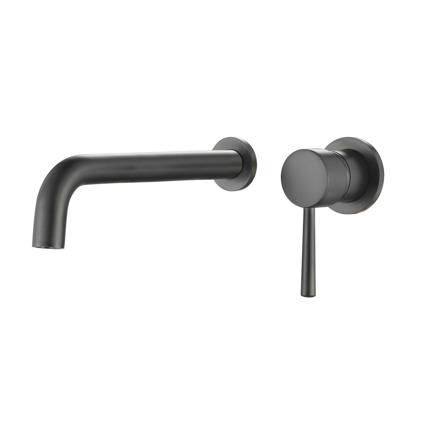 Industrial Sink Faucet Brass Lever Handles Low Arc Wall Mounted Bathroom Faucet Grey Clearhalo 'Bathroom Remodel & Bathroom Fixtures' 'Bathroom Sink Faucets' 'Bathroom Sinks & Faucet Components' 'bathroom_sink_faucets' 'Home Improvement' 'home_improvement' 'home_improvement_bathroom_sink_faucets' 6502422