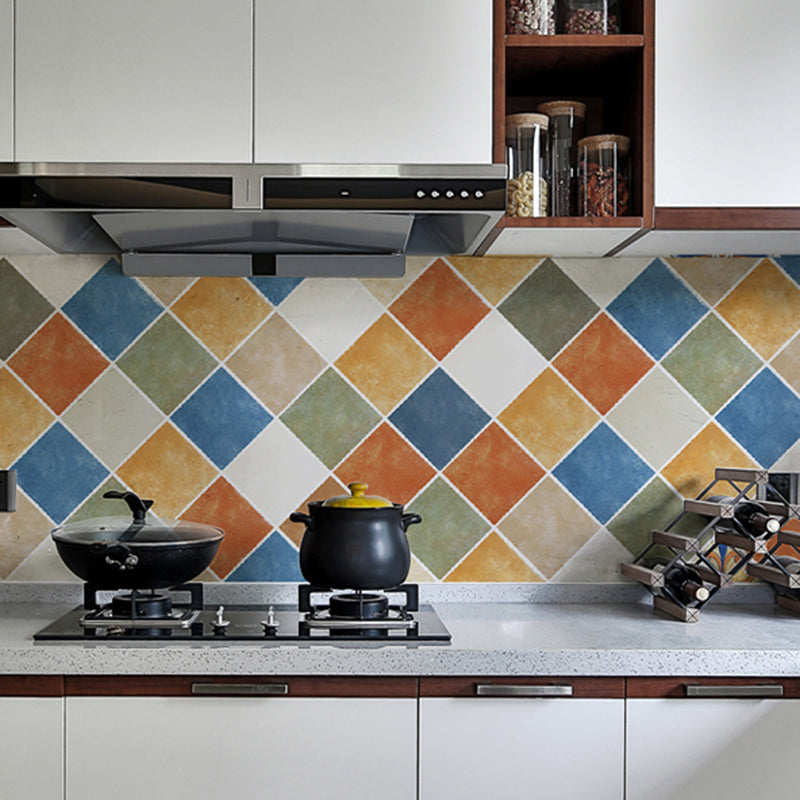 Rectangular Wall Tile Peel and Stick Geometric Print Stick Kitchen Wallpaper Yellow Clearhalo 'Flooring 'Home Improvement' 'home_improvement' 'home_improvement_peel_stick_blacksplash' 'Peel & Stick Backsplash Tile' 'peel_stick_blacksplash' 'Walls & Ceilings' Walls and Ceiling' 6503121