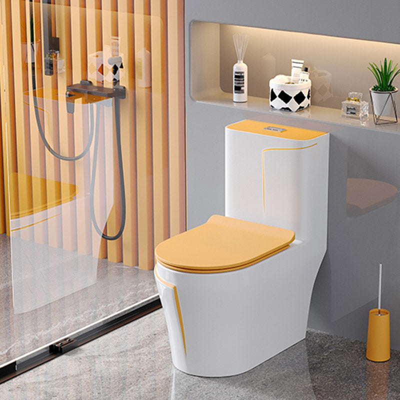 Skirted Traditional Flush Toilet Floor Mount One-Piece Toilet with Slow Close Seat 15"L x 27"W x 30"H White Orange 14" Clearhalo 'Bathroom Remodel & Bathroom Fixtures' 'Home Improvement' 'home_improvement' 'home_improvement_toilets' 'Toilets & Bidets' 'Toilets' 6542614