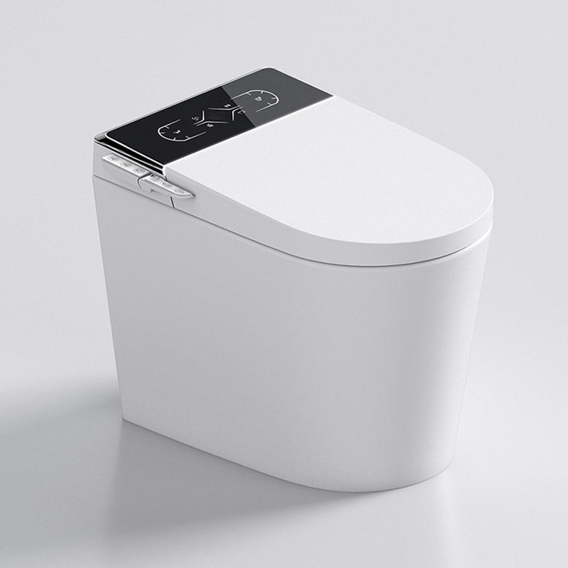 Modern White Heated Seat Toilet ABS Floor Mounted Flush Toilet with Seat Black White Foot Touch Flush (Standard Configuration) 12" Clearhalo 'Bathroom Remodel & Bathroom Fixtures' 'Home Improvement' 'home_improvement' 'home_improvement_toilets' 'Toilets & Bidets' 'Toilets' 6542698