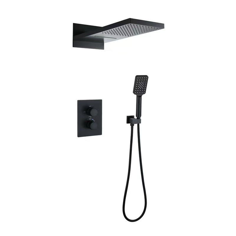 Shower System Wall Mounted Massage Jet Adjustable Spray Pattern Shower Trim Black 3 Thermostatic Clearhalo 'Bathroom Remodel & Bathroom Fixtures' 'Home Improvement' 'home_improvement' 'home_improvement_shower_faucets' 'Shower Faucets & Systems' 'shower_faucets' 'Showers & Bathtubs Plumbing' 'Showers & Bathtubs' 6595989