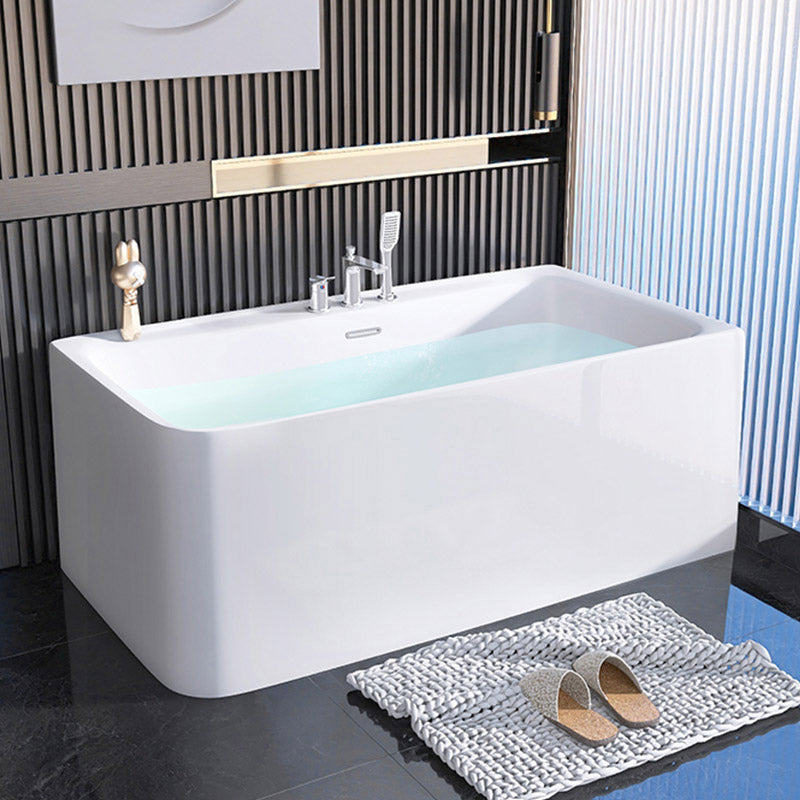 Modern Acrylic Rectangle Bathtub Soaking Back to Wall Bathtub with Drain and Overflow Trim 67"L x 31"W x 24"H Left Clearhalo 'Bathroom Remodel & Bathroom Fixtures' 'Bathtubs' 'Home Improvement' 'home_improvement' 'home_improvement_bathtubs' 'Showers & Bathtubs' 6662889