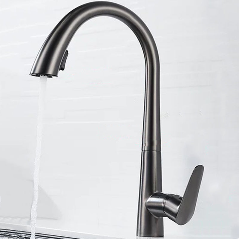Contemporary Kitchen Faucet Copper Single Handle High Arc Kitchen Faucet Silver Gray Clearhalo 'Home Improvement' 'home_improvement' 'home_improvement_kitchen_faucets' 'Kitchen Faucets' 'Kitchen Remodel & Kitchen Fixtures' 'Kitchen Sinks & Faucet Components' 'kitchen_faucets' 6667301
