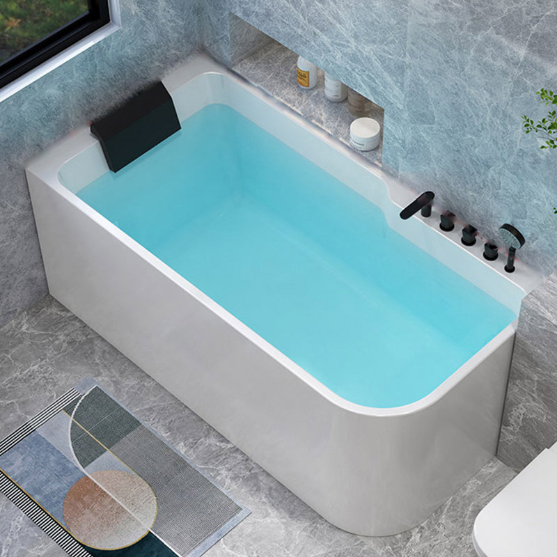 Modern Acrylic Soaking/Whirlpool Bathtub Rectangle Back to Wall Bathtub Faucet Included Right Clearhalo 'Bathroom Remodel & Bathroom Fixtures' 'Bathtubs' 'Home Improvement' 'home_improvement' 'home_improvement_bathtubs' 'Showers & Bathtubs' 6689154