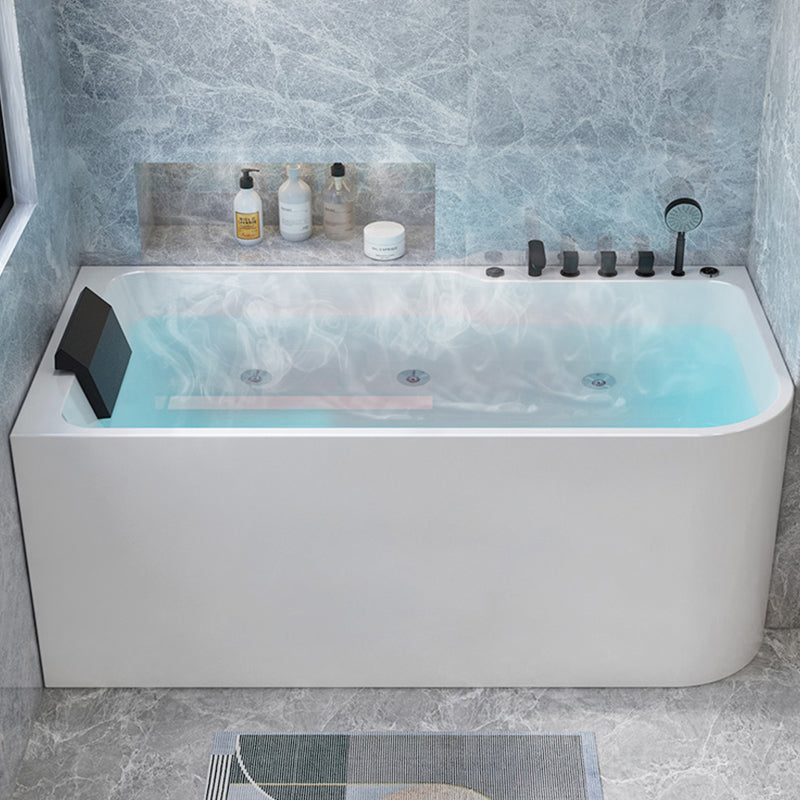 Modern Acrylic Soaking/Whirlpool Bathtub Rectangle Back to Wall Bathtub 51"L x 30"W x 26"H Massage & Thermostat Right Clearhalo 'Bathroom Remodel & Bathroom Fixtures' 'Bathtubs' 'Home Improvement' 'home_improvement' 'home_improvement_bathtubs' 'Showers & Bathtubs' 6689155