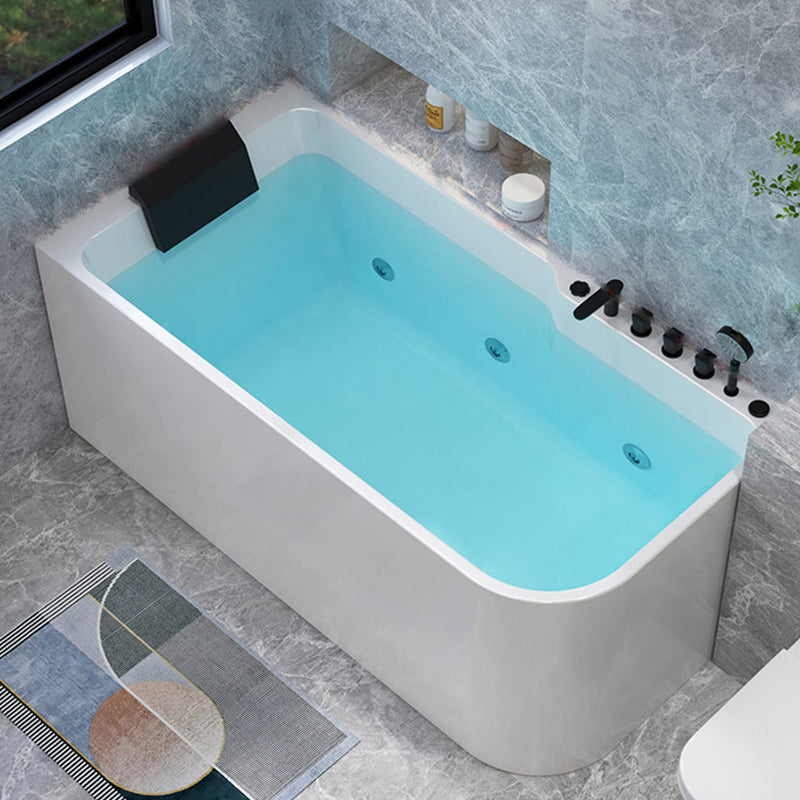 Modern Acrylic Soaking/Whirlpool Bathtub Rectangle Back to Wall Bathtub Massage Right Clearhalo 'Bathroom Remodel & Bathroom Fixtures' 'Bathtubs' 'Home Improvement' 'home_improvement' 'home_improvement_bathtubs' 'Showers & Bathtubs' 6689158