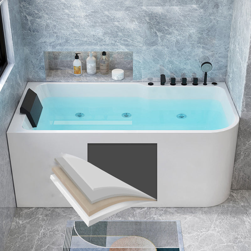 Modern Acrylic Soaking/Whirlpool Bathtub Rectangle Back to Wall Bathtub Clearhalo 'Bathroom Remodel & Bathroom Fixtures' 'Bathtubs' 'Home Improvement' 'home_improvement' 'home_improvement_bathtubs' 'Showers & Bathtubs' 6689162