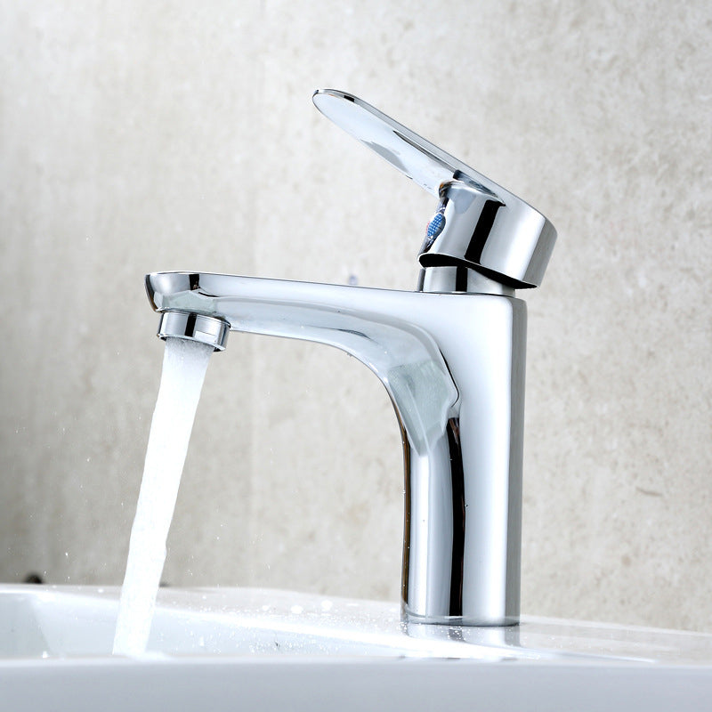 Modern Sink Faucet Solid Color Brass Basin Lavatory Faucet for Bathroom Silvery White Clearhalo 'Bathroom Remodel & Bathroom Fixtures' 'Bathroom Sink Faucets' 'Bathroom Sinks & Faucet Components' 'bathroom_sink_faucets' 'Home Improvement' 'home_improvement' 'home_improvement_bathroom_sink_faucets' 6742638