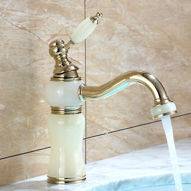 Luxury Vessel Faucet Brass Lever Handles Low Arc Basin Lavatory Faucet Yellow White Clearhalo 'Bathroom Remodel & Bathroom Fixtures' 'Bathroom Sink Faucets' 'Bathroom Sinks & Faucet Components' 'bathroom_sink_faucets' 'Home Improvement' 'home_improvement' 'home_improvement_bathroom_sink_faucets' 6742818
