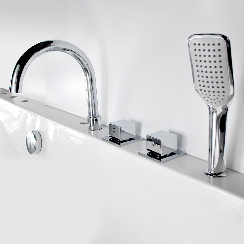 Deck Mounted Copper Roman Tub Faucet Low Arc Roman Tub Filler Trim Elbow Outlet Square Handle Clearhalo 'Bathroom Remodel & Bathroom Fixtures' 'Bathtub Faucets' 'bathtub_faucets' 'Home Improvement' 'home_improvement' 'home_improvement_bathtub_faucets' 6743556