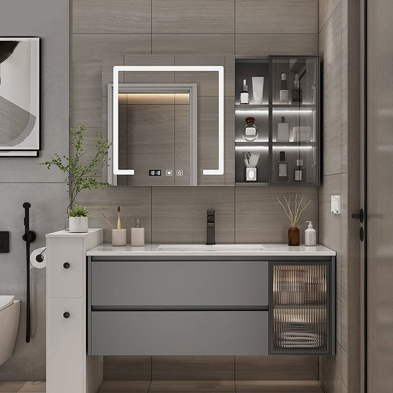 Modern Bathroom Sink Vanity Mirror Cabinet Vanity Cabinet with Storage Shelving Vanity & Faucet & Smart Medicine Cabinet 47"L x 20"W x 20"H Clearhalo 'Bathroom Remodel & Bathroom Fixtures' 'Bathroom Vanities' 'bathroom_vanities' 'Home Improvement' 'home_improvement' 'home_improvement_bathroom_vanities' 6743799