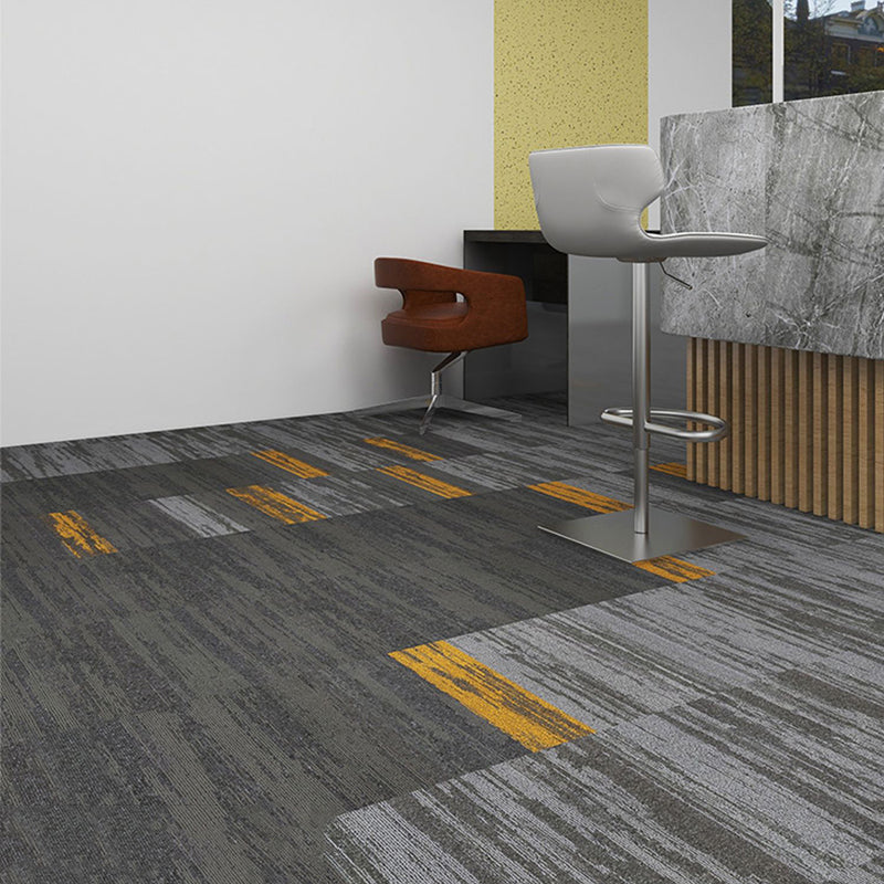 Carpet Tile Non-Skid Fade Resistant Gradient Loose Lay Carpet Tiles Bedroom Dark Gray-Yellow 9-Piece Set Clearhalo 'Carpet Tiles & Carpet Squares' 'carpet_tiles_carpet_squares' 'Flooring 'Home Improvement' 'home_improvement' 'home_improvement_carpet_tiles_carpet_squares' Walls and Ceiling' 6744491