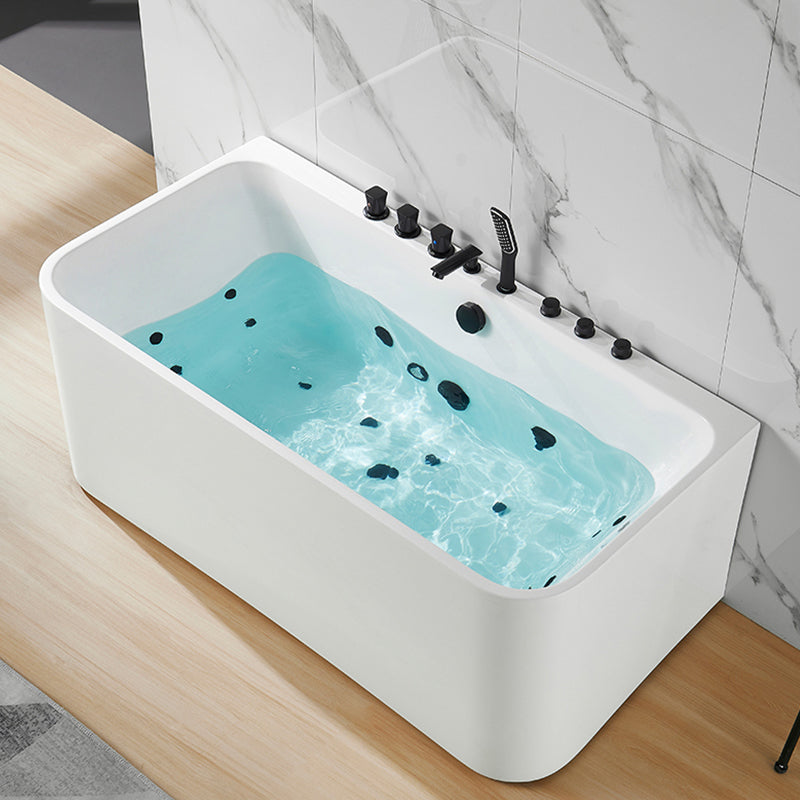 Rectangle Air / Whirlpool Bathtub Modern Back to Wall Acrylic Bathtub 67"L x 31"W x 24"H Message & Bubble & Chromatherapy Tub with Black 5-Piece Set Clearhalo 'Bathroom Remodel & Bathroom Fixtures' 'Bathtubs' 'Home Improvement' 'home_improvement' 'home_improvement_bathtubs' 'Showers & Bathtubs' 6745169
