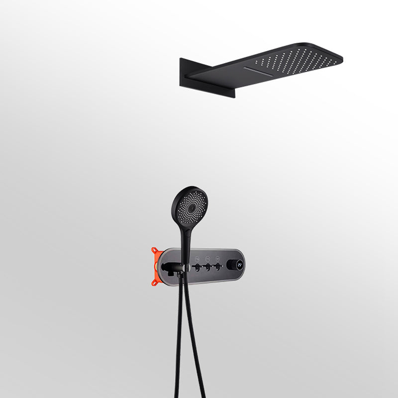 Black Shower Set into The Wall Hidden Bathroom Shower All Copper Gray Black Clearhalo 'Bathroom Remodel & Bathroom Fixtures' 'Home Improvement' 'home_improvement' 'home_improvement_shower_faucets' 'Shower Faucets & Systems' 'shower_faucets' 'Showers & Bathtubs Plumbing' 'Showers & Bathtubs' 6756558