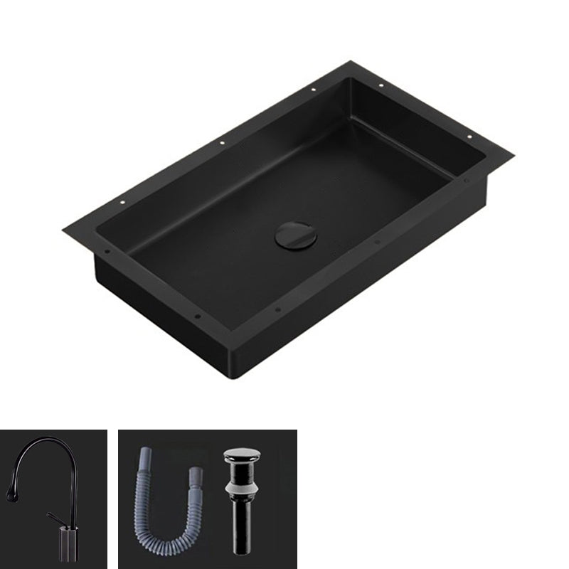 Modern Bathroom Sink Metal Rectangular Undermount Bathroom Sink with Pop-Up Drain 25"L x 15"W x 5"H Black Gooseneck Clearhalo 'Bathroom Remodel & Bathroom Fixtures' 'Bathroom Sinks & Faucet Components' 'Bathroom Sinks' 'bathroom_sink' 'Home Improvement' 'home_improvement' 'home_improvement_bathroom_sink' 6756688