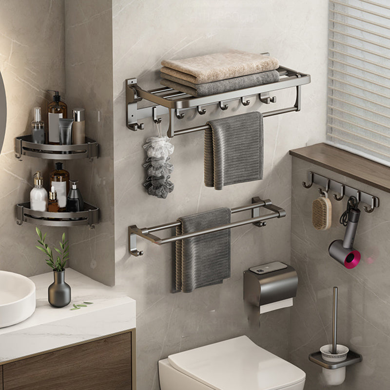 Contemporary Bathroom Hardware Set Gray Aluminum Bathroom Accessory Kit 7-Piece Set Clearhalo 'Bathroom Hardware Sets' 'Bathroom Hardware' 'Bathroom Remodel & Bathroom Fixtures' 'bathroom_hardware_sets' 'Home Improvement' 'home_improvement' 'home_improvement_bathroom_hardware_sets' 6763368