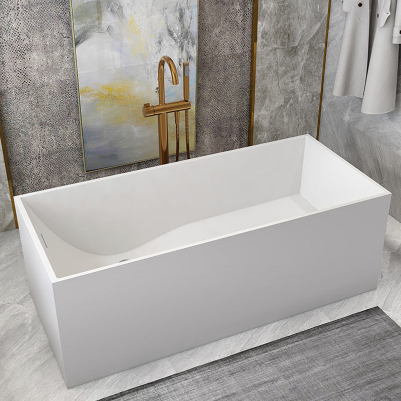 Stone Soaking Bathtub Antique Finish Rectangular Back to Wall Bath Tub Matte White 71"L x 30"W x 23"H Clearhalo 'Bathroom Remodel & Bathroom Fixtures' 'Bathtubs' 'Home Improvement' 'home_improvement' 'home_improvement_bathtubs' 'Showers & Bathtubs' 6779009