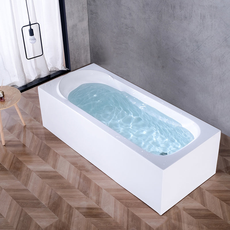 Soaking Bathtub Acrylic Antique Finish Rectangular Back to Wall Bath Tub White 65"L x 28"W x 18"H Clearhalo 'Bathroom Remodel & Bathroom Fixtures' 'Bathtubs' 'Home Improvement' 'home_improvement' 'home_improvement_bathtubs' 'Showers & Bathtubs' 6782239