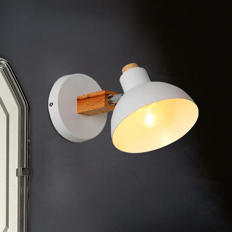 Minimalist Domed Wall Lamp Fixture 1 Bulb Metallic Sconce Lighting Fixture in White for Indoor Clearhalo 'Art deco wall lights' 'Cast Iron' 'Glass' 'Industrial wall lights' 'Industrial' 'Middle century wall lights' 'Modern' 'Rustic wall lights' 'Tiffany' 'Traditional wall lights' 'Wall Lamps & Sconces' 'Wall Lights' Lighting' 679737