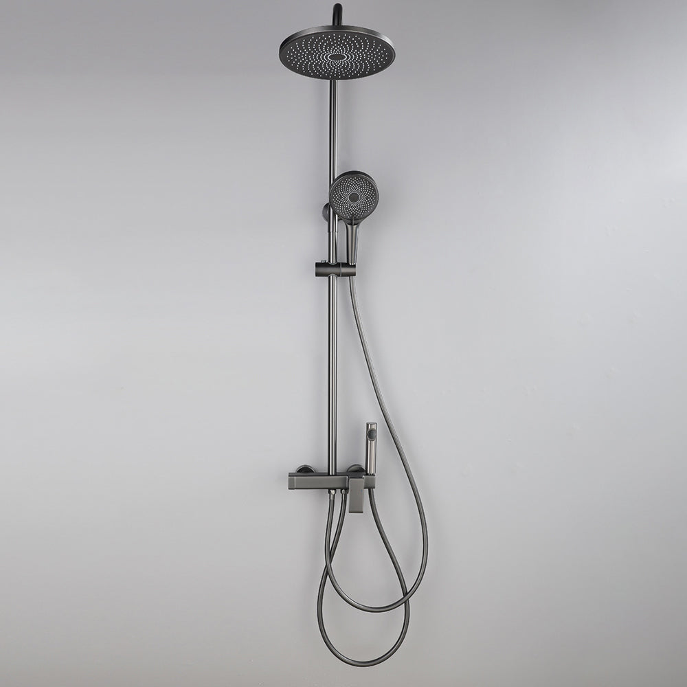 Modern Shower Head Combo Brass Adjustable Shower Head Wall Mounted Shower Set Gun Grey Clearhalo 'Bathroom Remodel & Bathroom Fixtures' 'Home Improvement' 'home_improvement' 'home_improvement_shower_faucets' 'Shower Faucets & Systems' 'shower_faucets' 'Showers & Bathtubs Plumbing' 'Showers & Bathtubs' 6818575