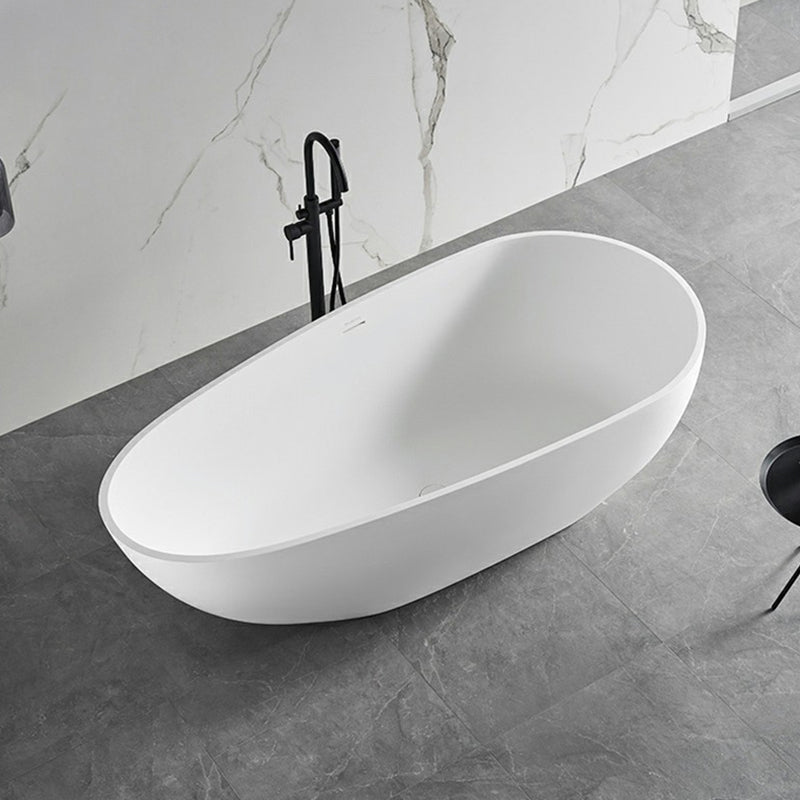 Modern Stone Soaking Bath White Freestanding Bathtub for Bathroom Matte White 71"L x 34"W x 22"H Clearhalo 'Bathroom Remodel & Bathroom Fixtures' 'Bathtubs' 'Home Improvement' 'home_improvement' 'home_improvement_bathtubs' 'Showers & Bathtubs' 6821612