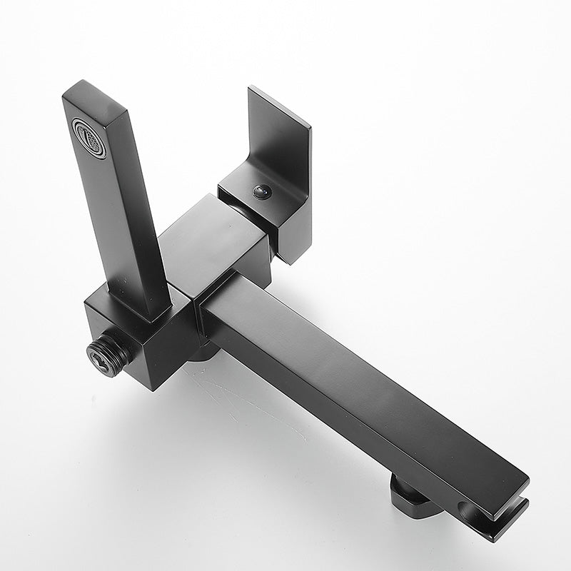 Traditional Style Tub Faucet Copper Wall Mount Tub Faucet in Black Clearhalo 'Bathroom Remodel & Bathroom Fixtures' 'Bathtub Faucets' 'bathtub_faucets' 'Home Improvement' 'home_improvement' 'home_improvement_bathtub_faucets' 6849748