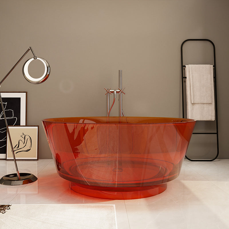 Modern Soaking Bathtub Antique Finish Round Freestanding Bath Tub Orange Clearhalo 'Bathroom Remodel & Bathroom Fixtures' 'Bathtubs' 'Home Improvement' 'home_improvement' 'home_improvement_bathtubs' 'Showers & Bathtubs' 6890028