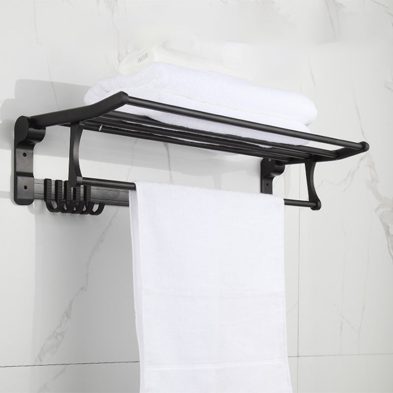 Modern Matte Black Bath Shelf Paper Holder Bathroom Accessory Kit - Clearhalo