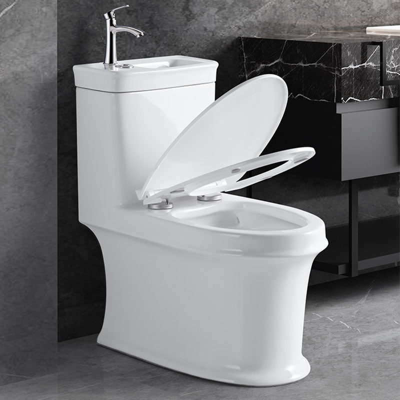 Modern Porcelain Toilet Floor Mount Siphon Jet One-Piece Toilet Flush Toilet 15"L x 28"W x 29"H Cold Hot Water Dispensor ( Left) 12" Clearhalo 'Bathroom Remodel & Bathroom Fixtures' 'Home Improvement' 'home_improvement' 'home_improvement_toilets' 'Toilets & Bidets' 'Toilets' 6909057
