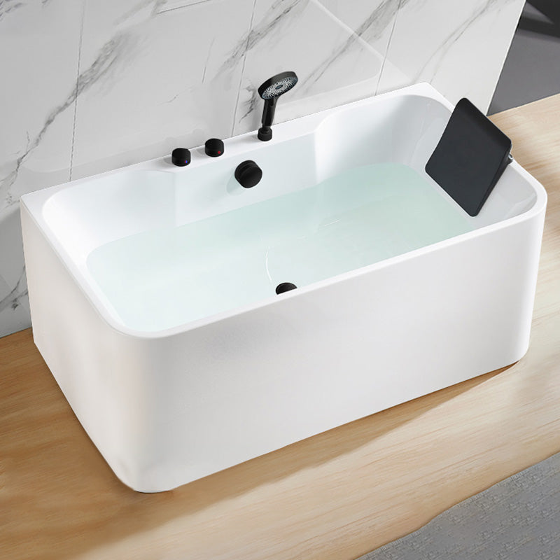 Antique Finish Acrylic Bathtub Rectangular Back to Wall Bath Tub Black Tub with Black 3-Piece Set Clearhalo 'Bathroom Remodel & Bathroom Fixtures' 'Bathtubs' 'Home Improvement' 'home_improvement' 'home_improvement_bathtubs' 'Showers & Bathtubs' 6921631