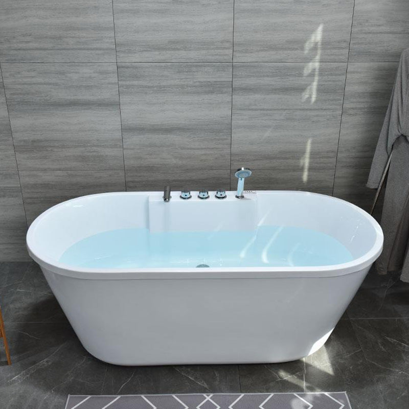 Acrylic Bath Soaking Back to Wall White Bathtub , 29.53-inch Wide 59"L x 30"W x 24"H Tub with Silver 5-Piece Set Clearhalo 'Bathroom Remodel & Bathroom Fixtures' 'Bathtubs' 'Home Improvement' 'home_improvement' 'home_improvement_bathtubs' 'Showers & Bathtubs' 6921647