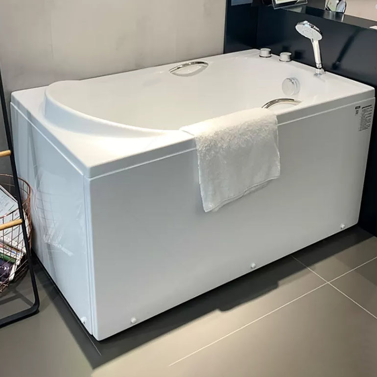 Acrylic Rectangular Bathtub Soaking White Bathtub , 29.53-inch Tall 51"L x 30"W x 27"H Right Tub with Silver 3-Piece Set Clearhalo 'Bathroom Remodel & Bathroom Fixtures' 'Bathtubs' 'Home Improvement' 'home_improvement' 'home_improvement_bathtubs' 'Showers & Bathtubs' 6943159
