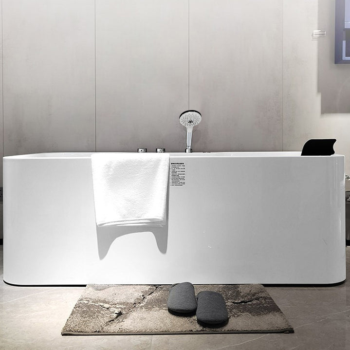 Acrylic Rectangular Bathtub Freestanding Soaking Bathtub , 31.5" Wide 67"L x 31"W x 24"H Tub with Silver 3-Piece Set Clearhalo 'Bathroom Remodel & Bathroom Fixtures' 'Bathtubs' 'Home Improvement' 'home_improvement' 'home_improvement_bathtubs' 'Showers & Bathtubs' 6949270