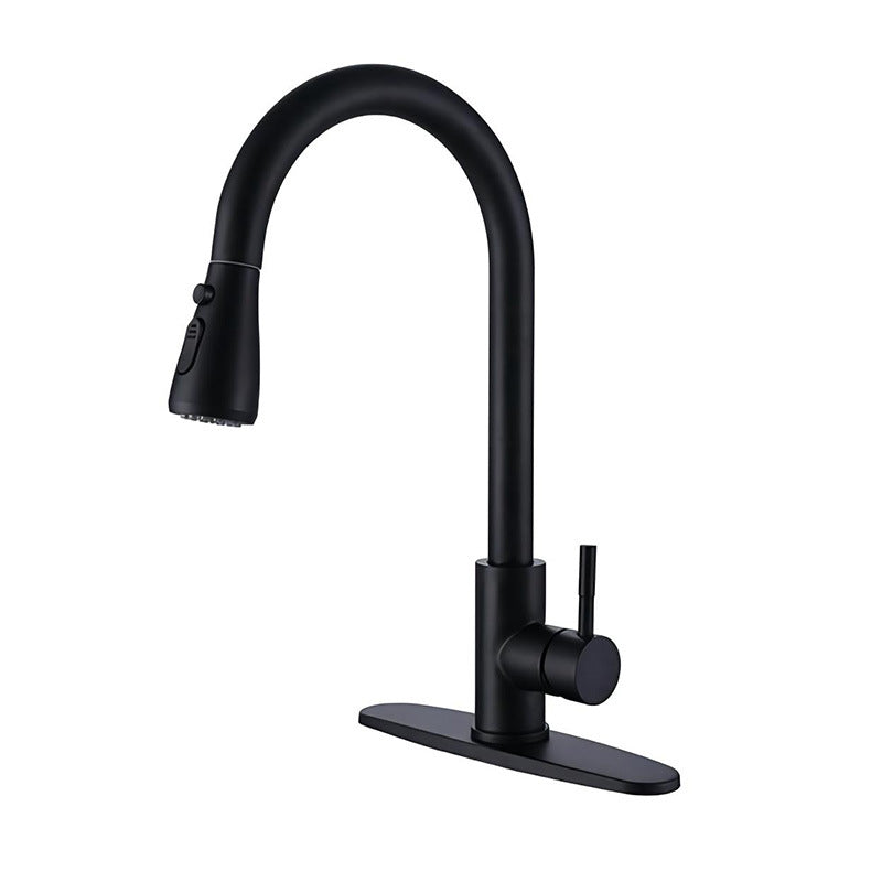 Pulldown Sprayer Bar Prep Kitchen Faucet Contemporary Bridge Faucet Black Deck Plate Included Clearhalo 'Home Improvement' 'home_improvement' 'home_improvement_kitchen_faucets' 'Kitchen Faucets' 'Kitchen Remodel & Kitchen Fixtures' 'Kitchen Sinks & Faucet Components' 'kitchen_faucets' 6952039