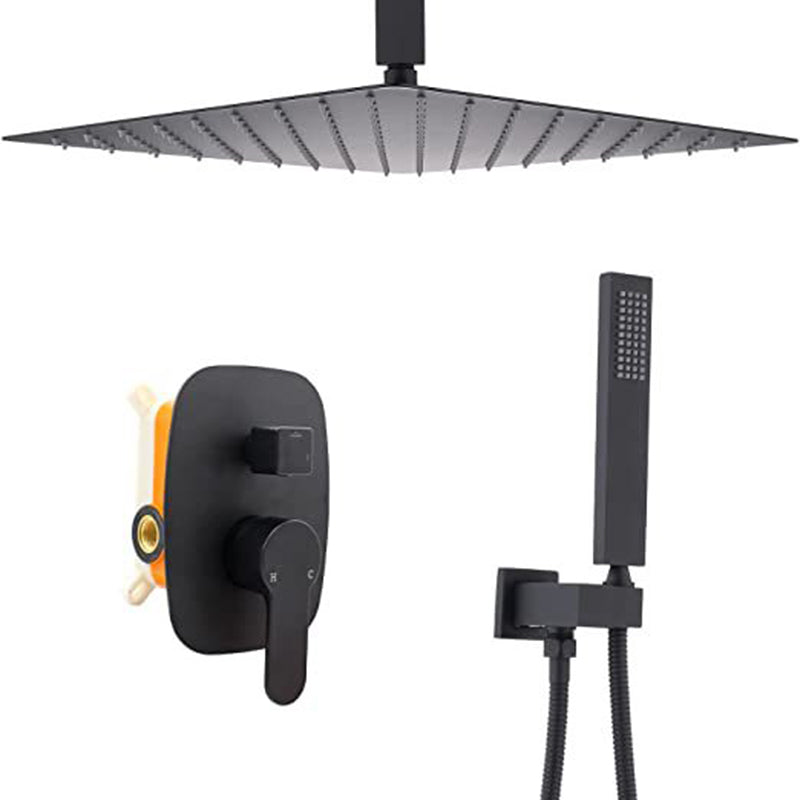 Shower Set Brass Modern Ceiling Mounted Dual Shower Head Square Swivel Shower System Black 16" Ceiling Top Spray Clearhalo 'Bathroom Remodel & Bathroom Fixtures' 'Home Improvement' 'home_improvement' 'home_improvement_shower_faucets' 'Shower Faucets & Systems' 'shower_faucets' 'Showers & Bathtubs Plumbing' 'Showers & Bathtubs' 6952912