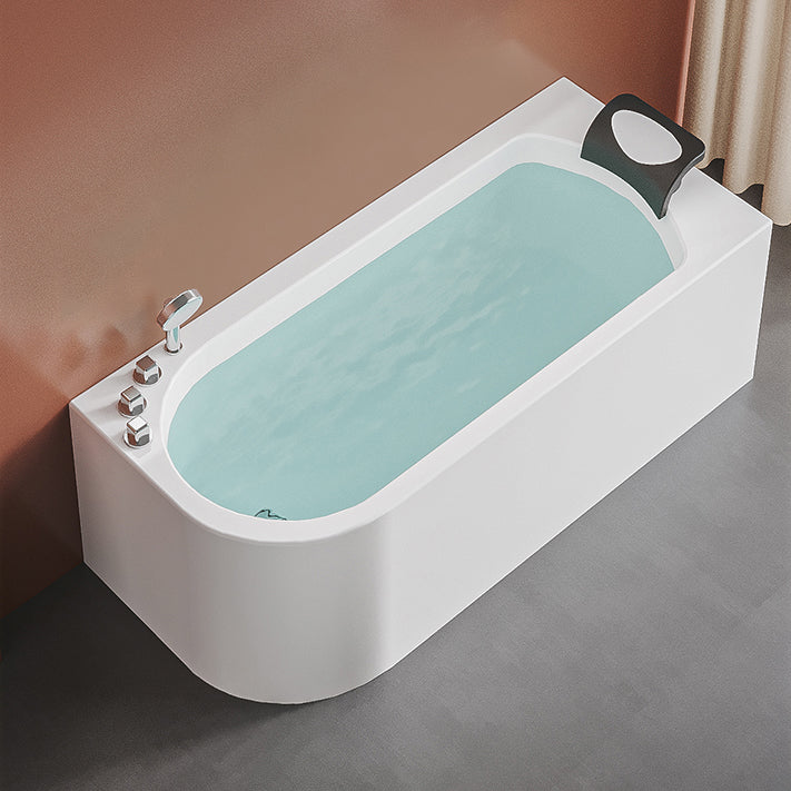 Acrylic Soaking Bathtub Antique Finish Rectangular Back to Wall Bath Tub 67"L x 30"W x 24"H Left Tub with Silver 5-Piece Set Clearhalo 'Bathroom Remodel & Bathroom Fixtures' 'Bathtubs' 'Home Improvement' 'home_improvement' 'home_improvement_bathtubs' 'Showers & Bathtubs' 6963476