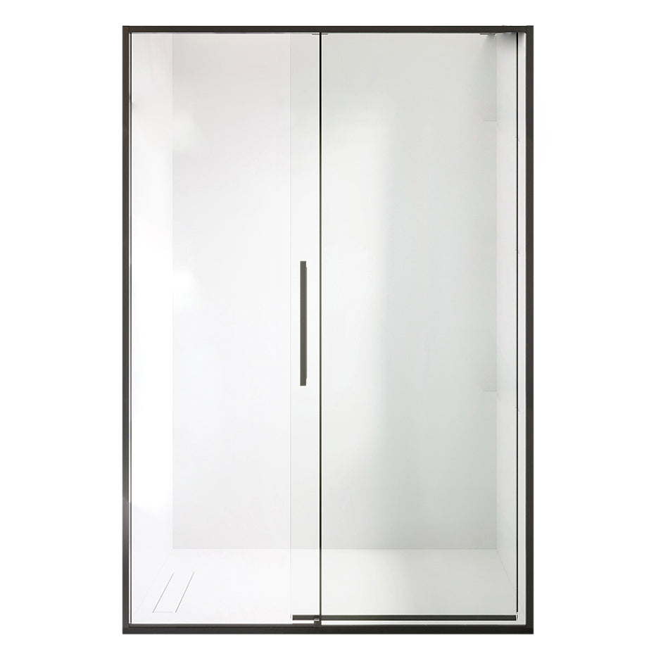 Black and Silver Shower Bath Door Framed Double Sliding Shower Bath Door Black Clearhalo 'Bathroom Remodel & Bathroom Fixtures' 'Home Improvement' 'home_improvement' 'home_improvement_shower_tub_doors' 'Shower and Tub Doors' 'shower_tub_doors' 'Showers & Bathtubs' 6968320