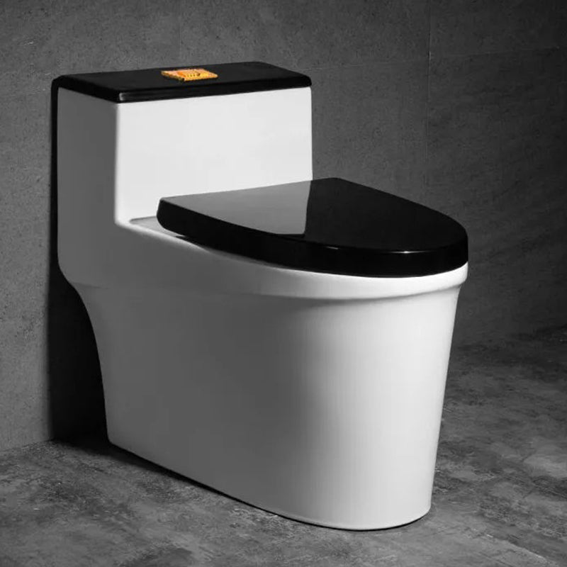 Contemporary One Piece Flush Toilet Floor Mount Urine Toilet with Seat for Washroom 17"L x 28"W x 25"H Black White Clearhalo 'Bathroom Remodel & Bathroom Fixtures' 'Home Improvement' 'home_improvement' 'home_improvement_toilets' 'Toilets & Bidets' 'Toilets' 6980653