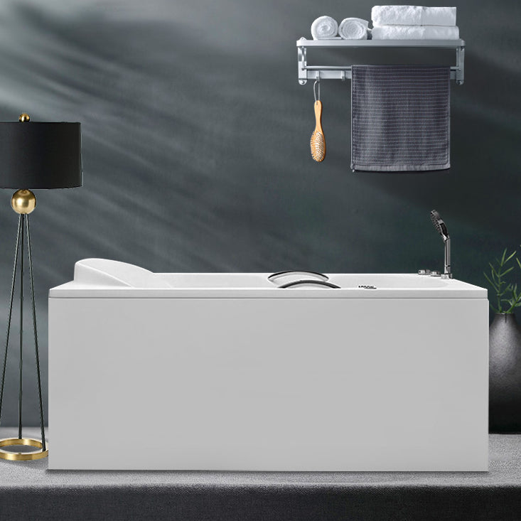 Rectangular Freestanding Bathtub Acrylic Soaking White Modern Bath (Board not Included) 63"L x 30"W x 27"H Right Tub with Silver 3-Piece Set Clearhalo 'Bathroom Remodel & Bathroom Fixtures' 'Bathtubs' 'Home Improvement' 'home_improvement' 'home_improvement_bathtubs' 'Showers & Bathtubs' 6980810