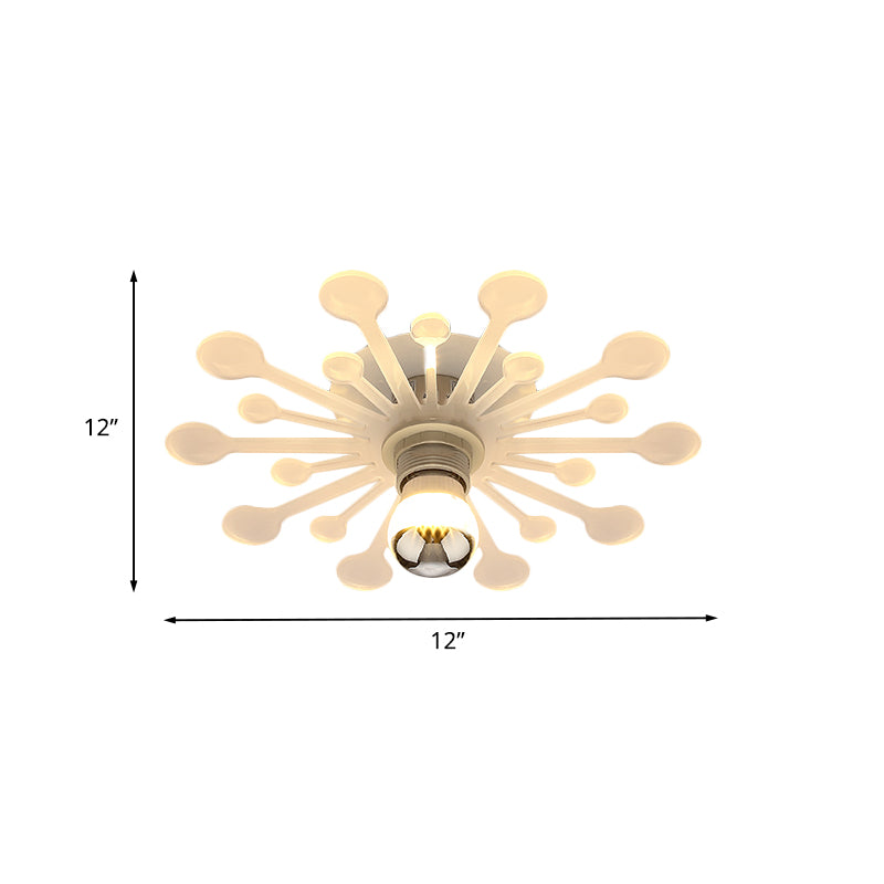 Nordic 1 Bulb Semi Flush Light Fixture White Dandelion LED Flush Mount with Acrylic Shade in White/Warm Light Clearhalo 'Ceiling Lights' 'Close To Ceiling Lights' 'Close to ceiling' 'Semi-flushmount' Lighting' 702061