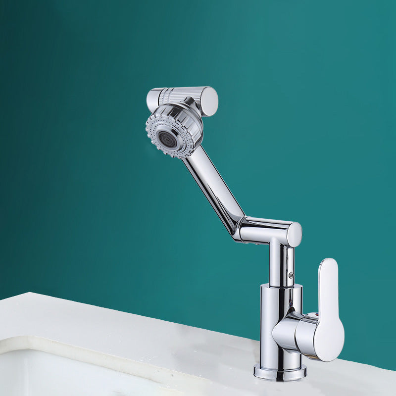 Kitchen Faucet Universal Head Rod Handle Kitchen Faucet Hot and Cold Controlled Faucet Silver Hot Cold Water Dispensers Clearhalo 'Home Improvement' 'home_improvement' 'home_improvement_kitchen_faucets' 'Kitchen Faucets' 'Kitchen Remodel & Kitchen Fixtures' 'Kitchen Sinks & Faucet Components' 'kitchen_faucets' 7032952