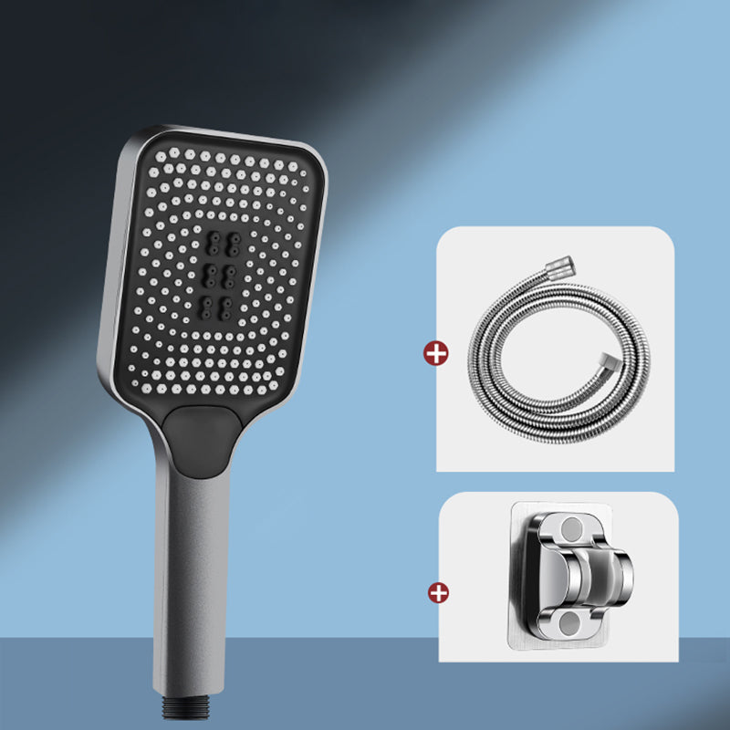 Modern Handheld Shower Head Square Three-speed Fall Resistance Spray Head Grey Shower Heads with Holder and Hose Clearhalo 'Bathroom Remodel & Bathroom Fixtures' 'Home Improvement' 'home_improvement' 'home_improvement_shower_heads' 'Shower Heads' 'shower_heads' 'Showers & Bathtubs Plumbing' 'Showers & Bathtubs' 7033057