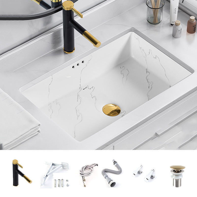 Modern Undermount Vanity Sink Rectangular Porcelain with Overflow Basin Sink 24"L x 16"W x 8"H Sink with Faucet Clearhalo 'Bathroom Remodel & Bathroom Fixtures' 'Bathroom Sinks & Faucet Components' 'Bathroom Sinks' 'bathroom_sink' 'Home Improvement' 'home_improvement' 'home_improvement_bathroom_sink' 7035633