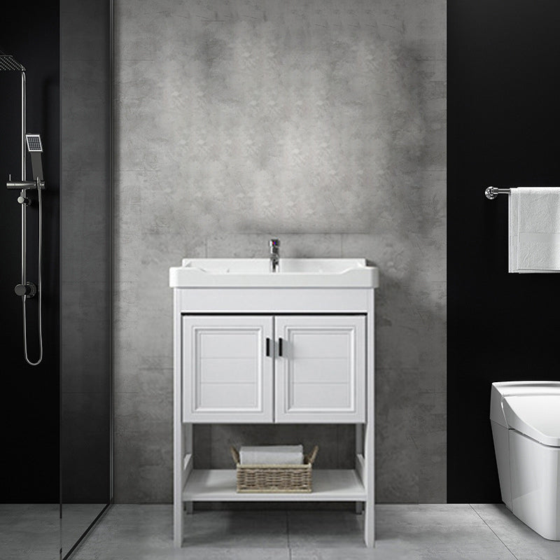 Bathroom Sink Vanity Drawers Doors Mirror Shelf Storage Vanity with Faucet Vanity & Faucet 31.9"L x 18.5"W x 32.7"H Clearhalo 'Bathroom Remodel & Bathroom Fixtures' 'Bathroom Vanities' 'bathroom_vanities' 'Home Improvement' 'home_improvement' 'home_improvement_bathroom_vanities' 7038400