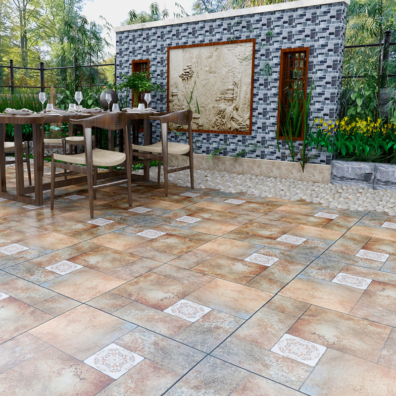 Square Floor Tile Straight Edge Singular Vintage Floor Tile for Outdoor Floor Brown 36 Pieces Clearhalo 'Floor Tiles & Wall Tiles' 'floor_tiles_wall_tiles' 'Flooring 'Home Improvement' 'home_improvement' 'home_improvement_floor_tiles_wall_tiles' Walls and Ceiling' 7043791
