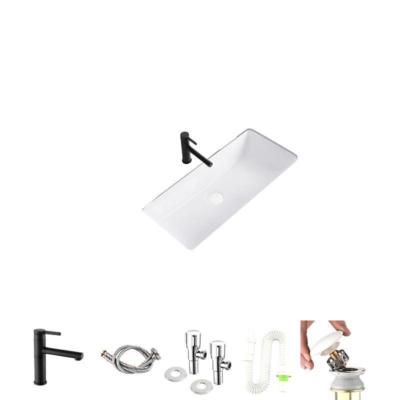 Modern Undermount Bathroom Sink Rectangular Porcelain with Faucet Basin Sink 32"L x 17"W x 9"H Sink with Faucet Clearhalo 'Bathroom Remodel & Bathroom Fixtures' 'Bathroom Sinks & Faucet Components' 'Bathroom Sinks' 'bathroom_sink' 'Home Improvement' 'home_improvement' 'home_improvement_bathroom_sink' 7046447