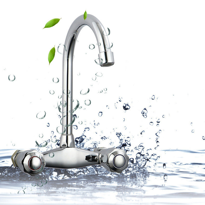 Contemporary Double Handles Kitchen Faucet Metal 2 Holds Bar Faucet Clearhalo 'Home Improvement' 'home_improvement' 'home_improvement_kitchen_faucets' 'Kitchen Faucets' 'Kitchen Remodel & Kitchen Fixtures' 'Kitchen Sinks & Faucet Components' 'kitchen_faucets' 7050757