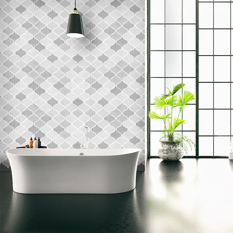 Arabesque Peel & Stick Tile Water Resistant Mosaic Tile for Kitchen Backsplash Cream 150-Piece Set Clearhalo 'Flooring 'Home Improvement' 'home_improvement' 'home_improvement_peel_stick_blacksplash' 'Peel & Stick Backsplash Tile' 'peel_stick_blacksplash' 'Walls & Ceilings' Walls and Ceiling' 7064606