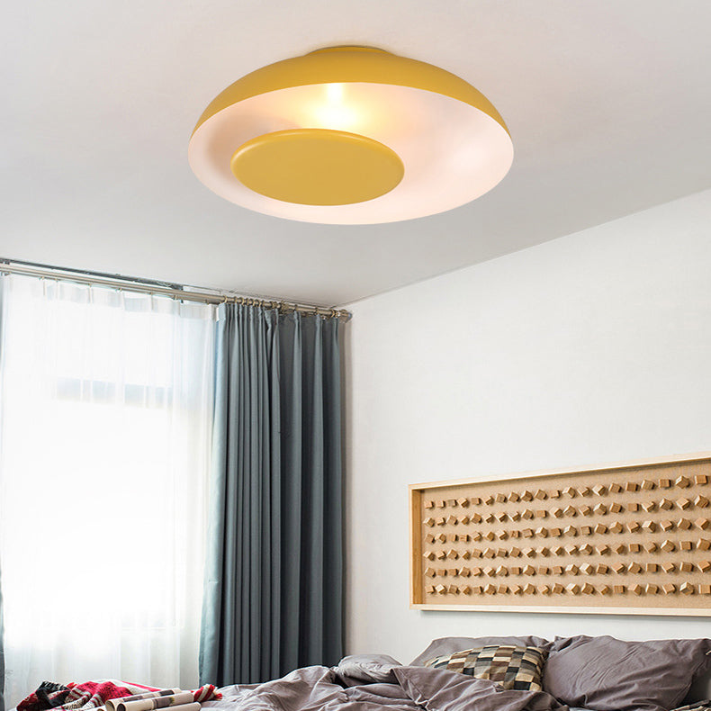 1 Light Barn Shaped Ceiling Light Macaron Kids Metallic Flush Mount Light for Child Bedroom Clearhalo 'Ceiling Lights' 'Close To Ceiling Lights' 'Close to ceiling' 'Flush mount' Lighting' 70664